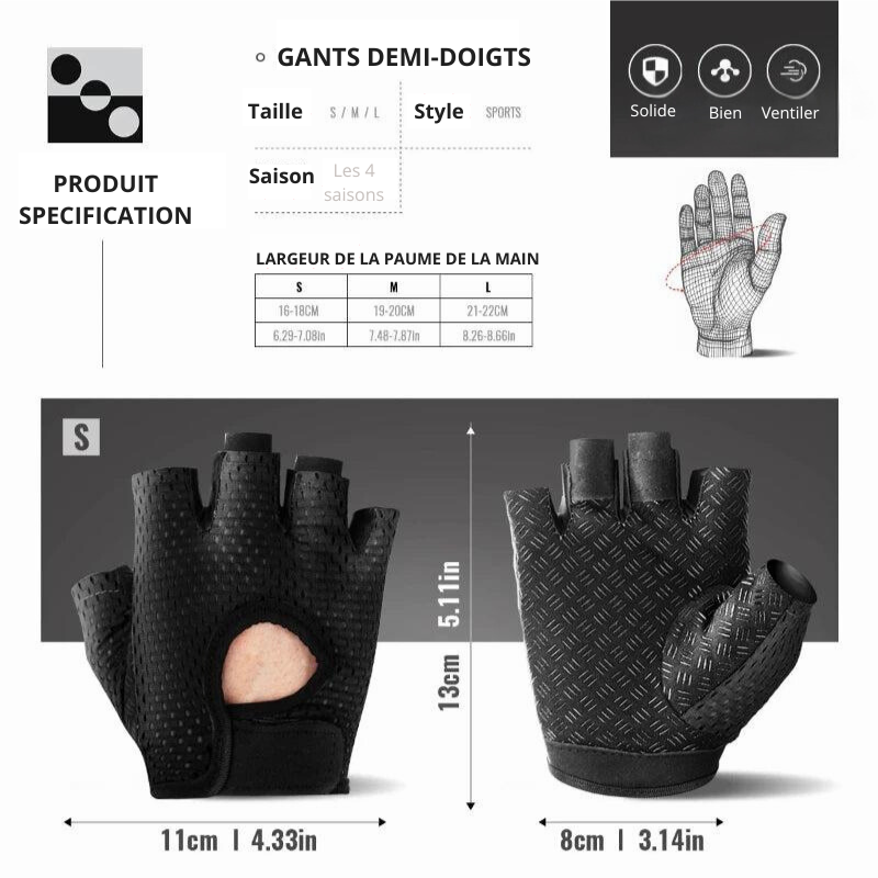 Gants demi-doigts